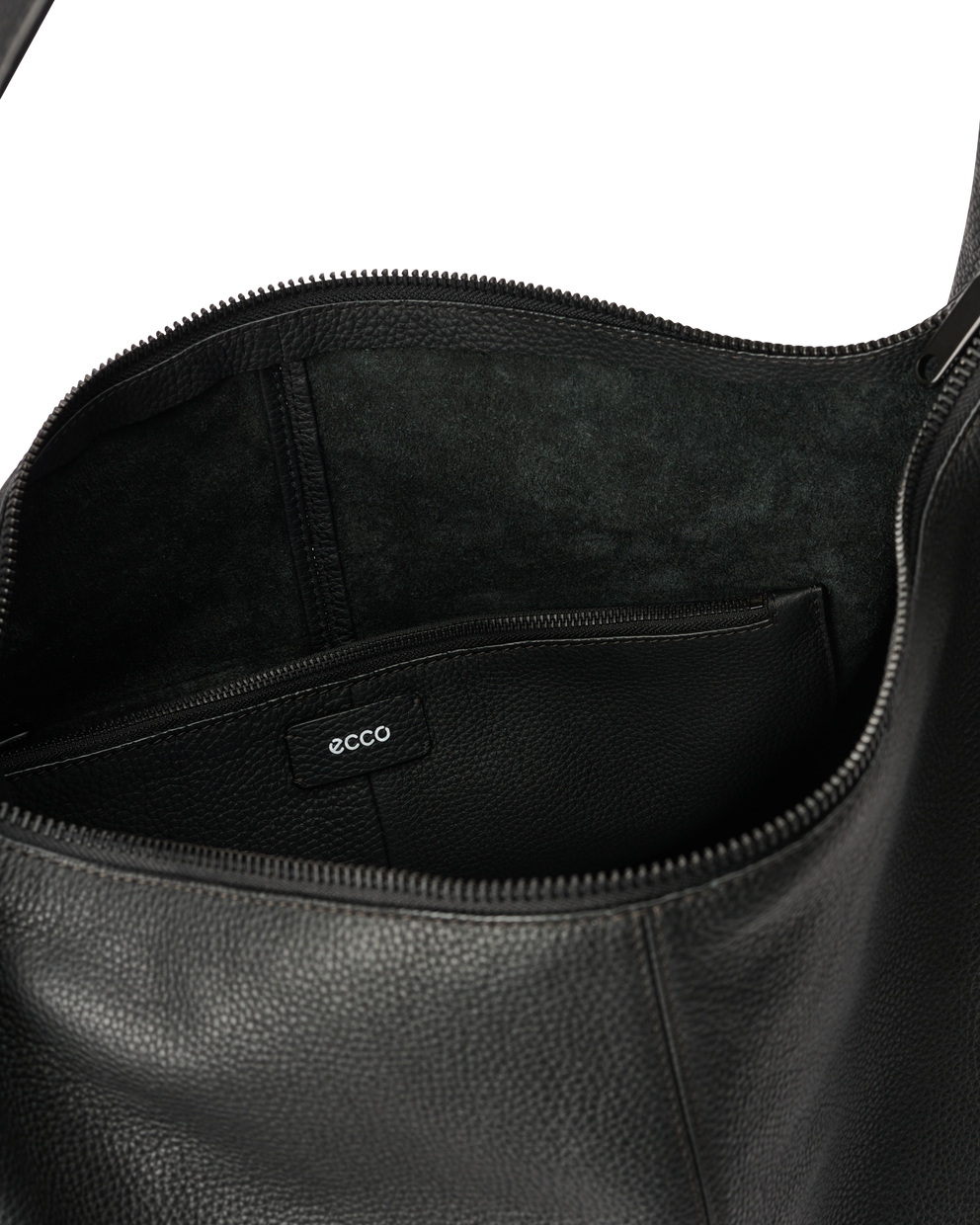 ECCO® Soft Large Pebbled Leather Hobo Bag - Black - Inside