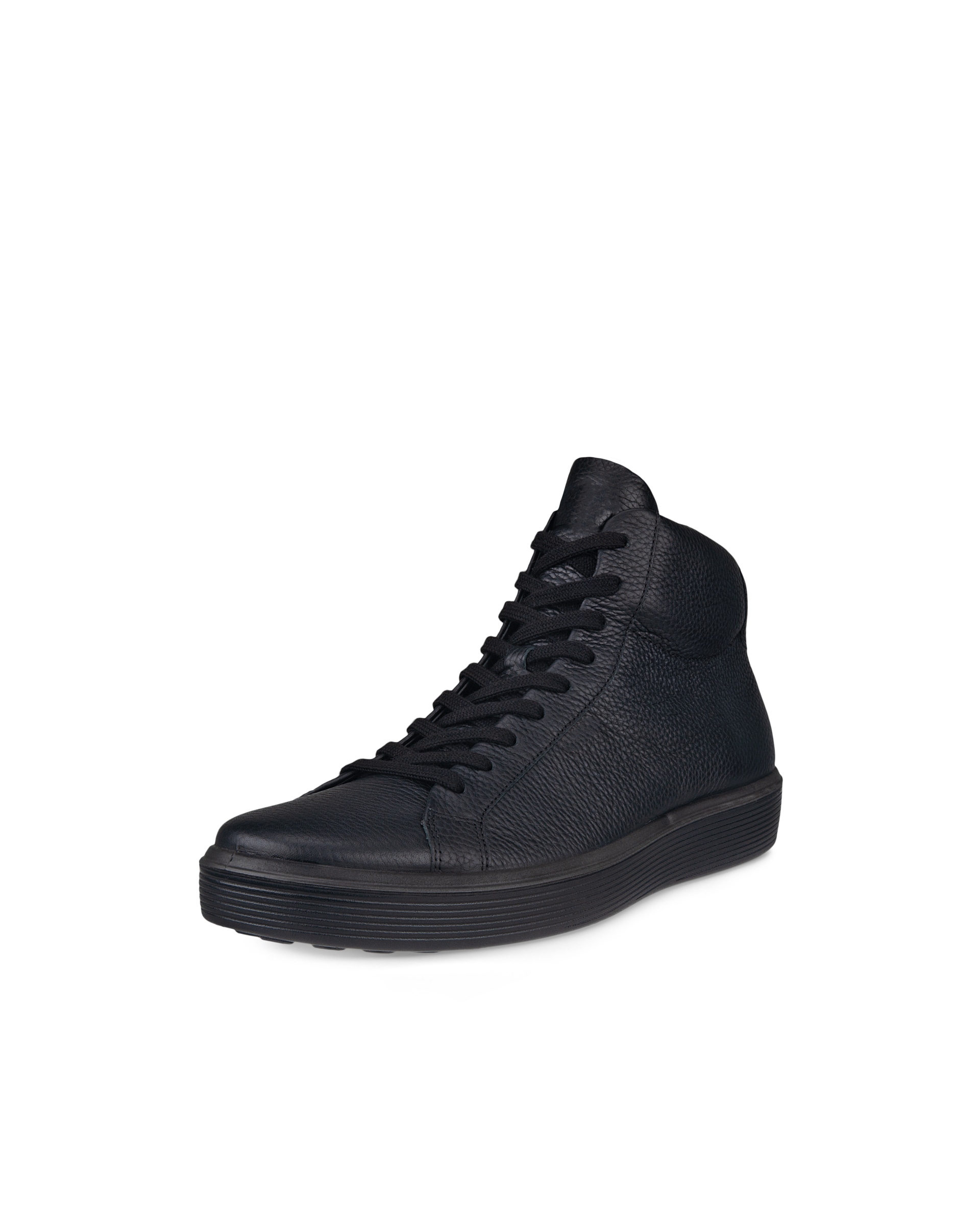 ECCO Soft 60 メンズ レザーハイカットスニーカー - 黒 - Main
