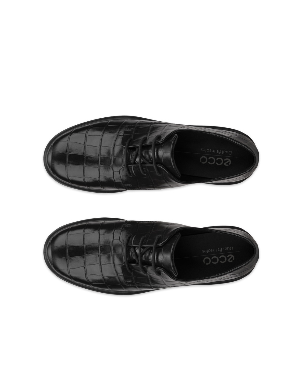 Women's ECCO® Metropole Amsterdam Leather Derby Shoe - Black - Top left pair