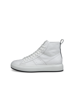 Women's ECCO® Street Ace Leather High-Top Sneaker - White - Outside