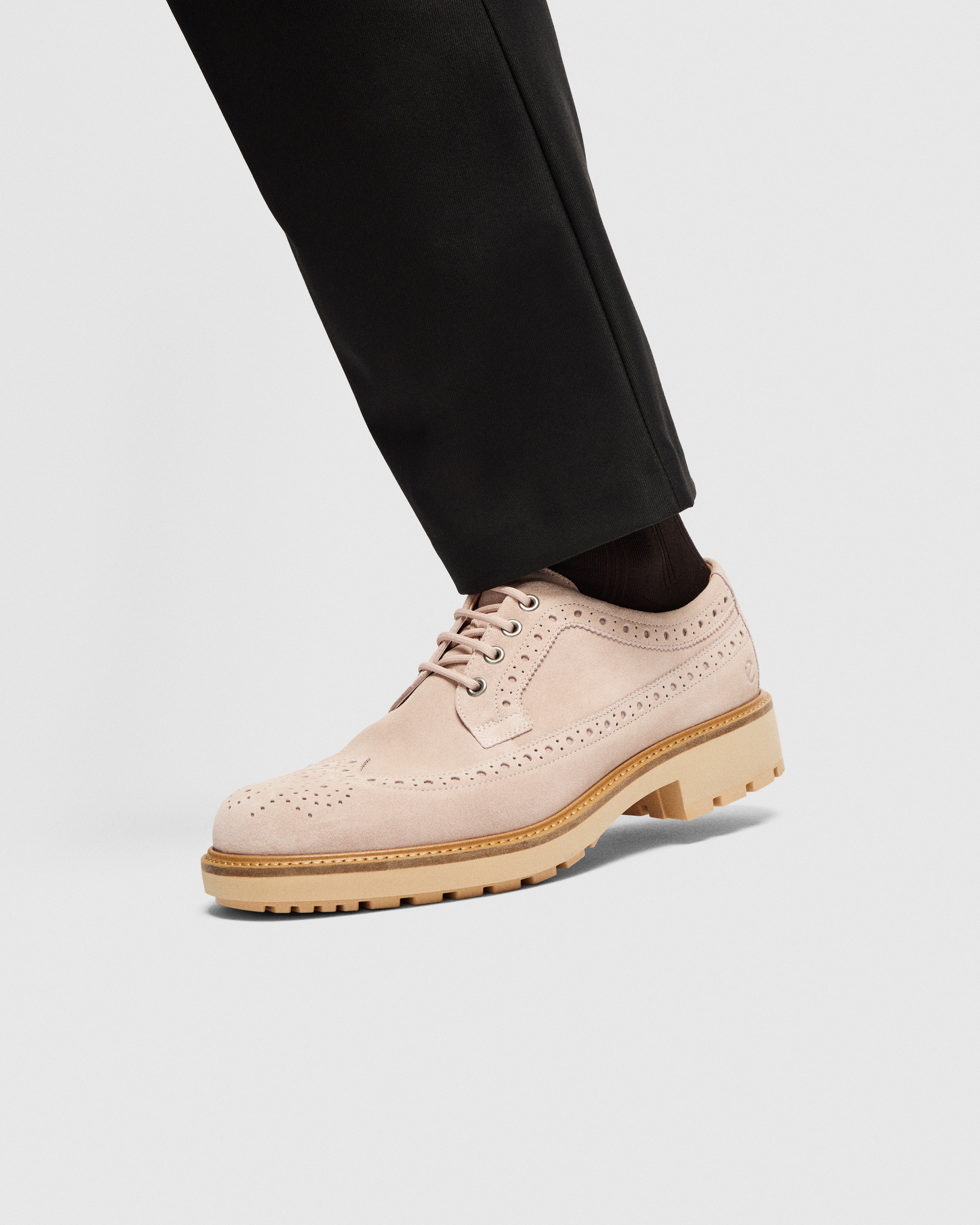 Men's ECCO® Metropole Oslo Leather Brogue Shoe - Pink - Lifestyle image-1