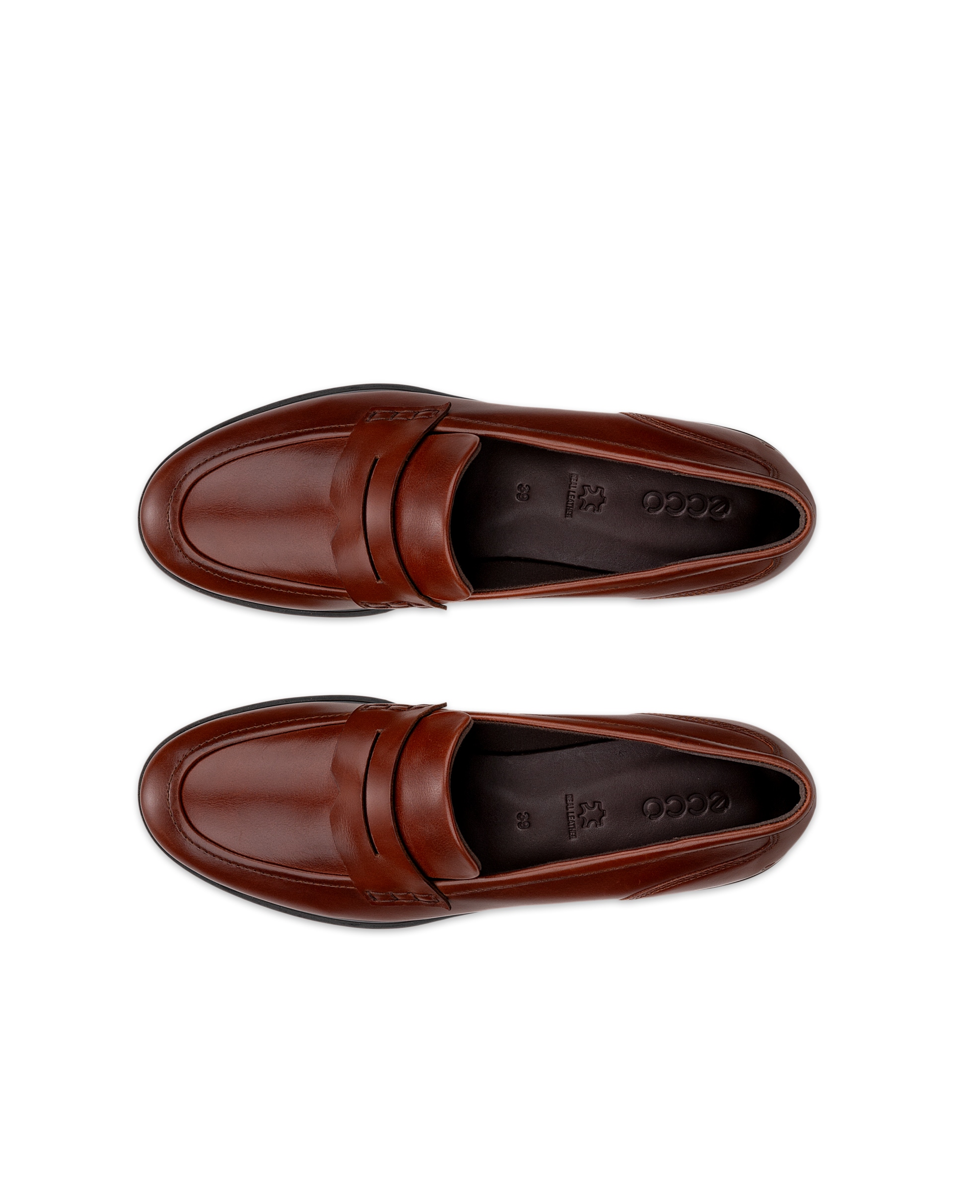 Mocassins couro mulher ECCO® DRESS CLASSIC 15 - Castanho - Top left pair