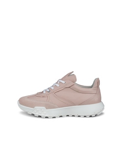 Women's ECCO® Retro Leather Sneaker - Pink - Outside