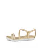 Women's ECCO® Simpil Leather Flat Sandal - Yellow - Outside