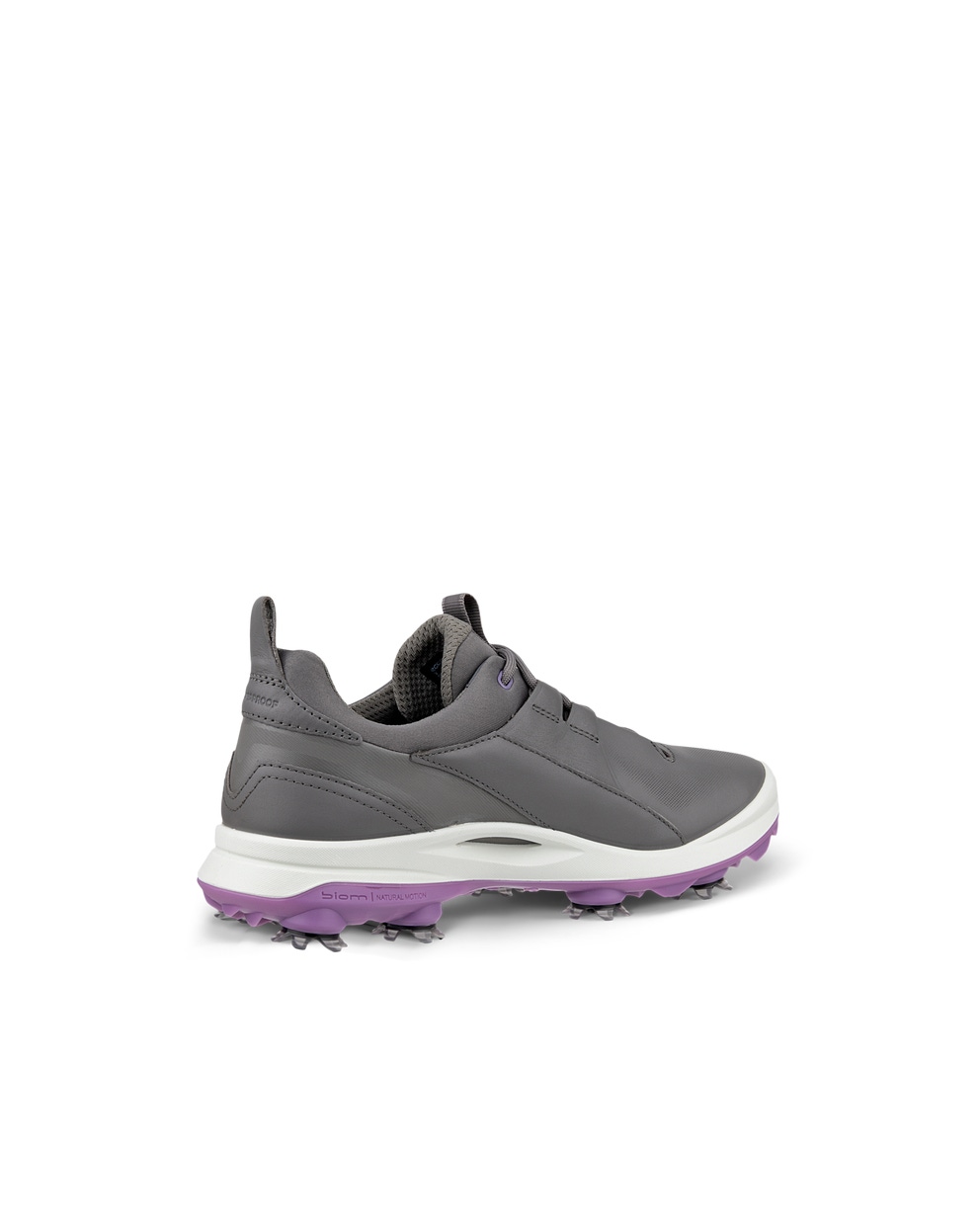 Women's ECCO® Golf Biom Tour Leather Waterproof Spikes Shoe - Grey - Back