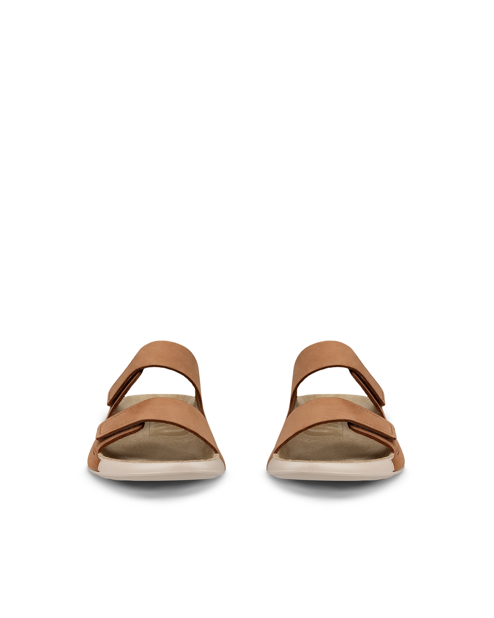 Women's ECCO® Cozmo Nubuck Two Strap Sandal - Brown - Front pair