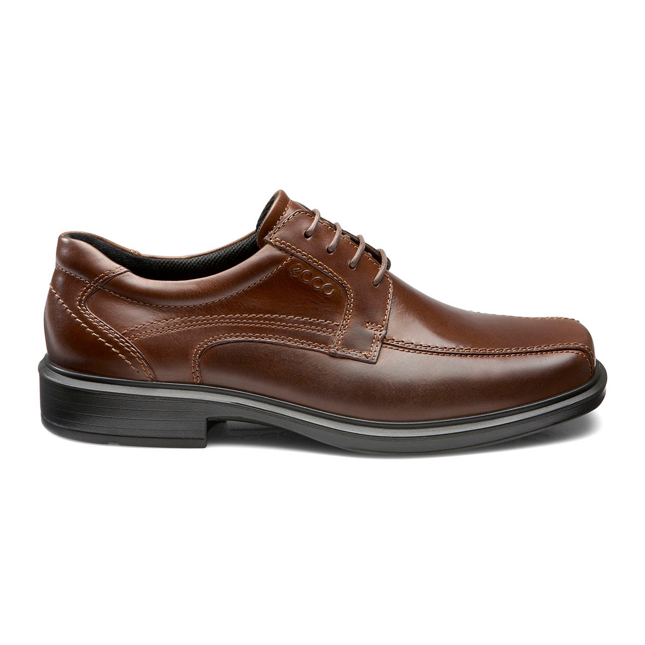 ECCO Men's Helsinki Bike Toe Derby Shoes - Brown - Outside