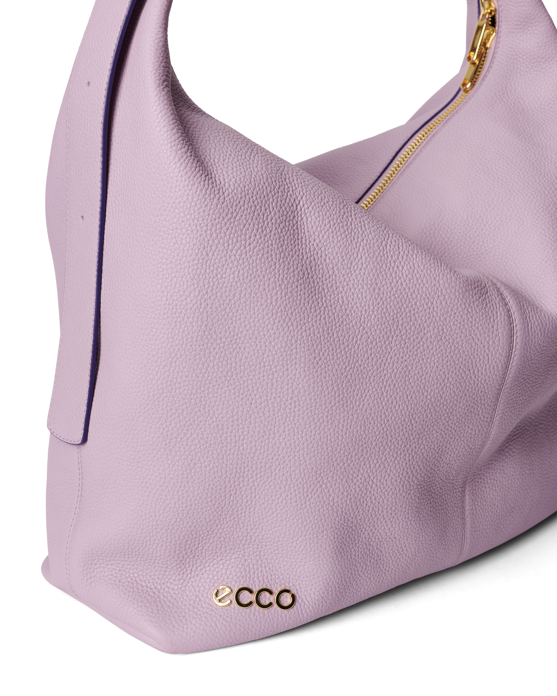 ECCO® Soft Large Pebbled Leather Hobo Bag - Purple - Detail-1