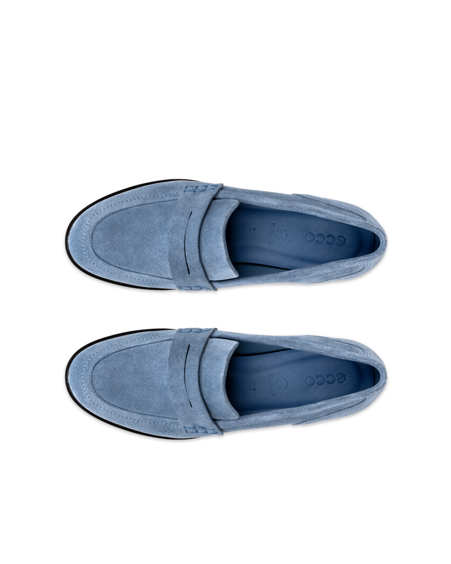 Women's ECCO® Dress Classic 15 Suede Loafer - Blue - Top left pair