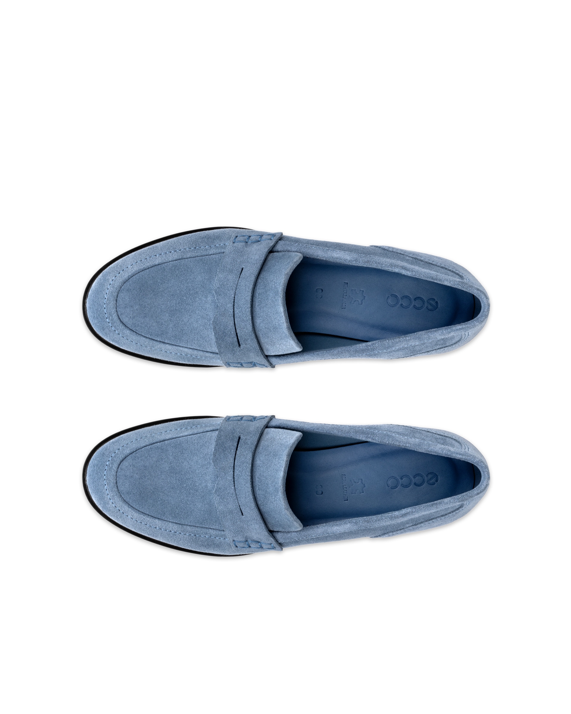 Women's ECCO® Dress Classic 15 Suede Loafer - Blue - Top left pair