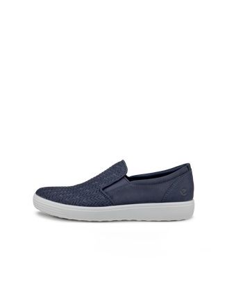 Men's ECCO® Soft 7 Nubuck Sneaker - Blue - Outside