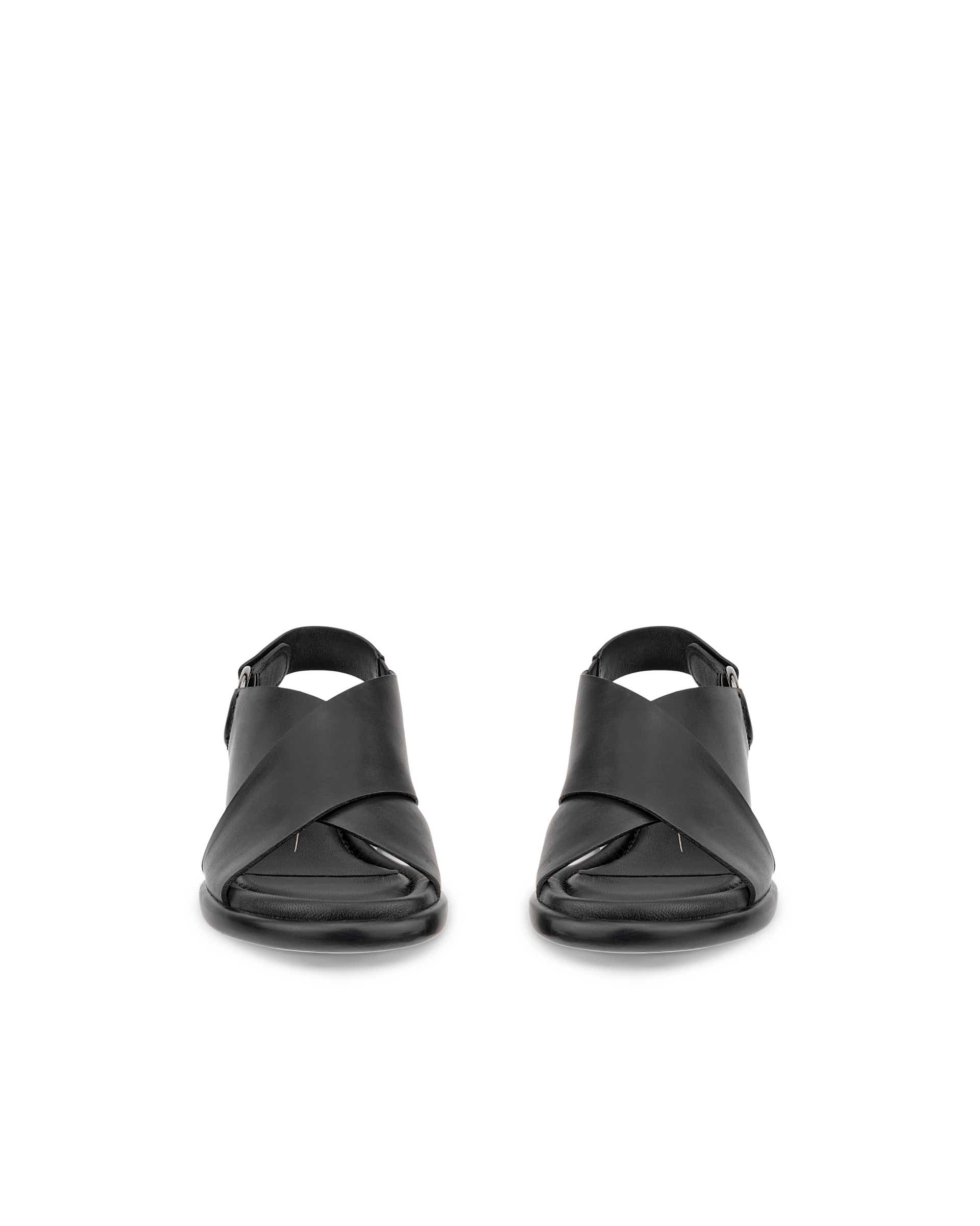 Women's ECCO® Metropole Seoul Leather Heeled Slingback Sandal - Black - Front pair
