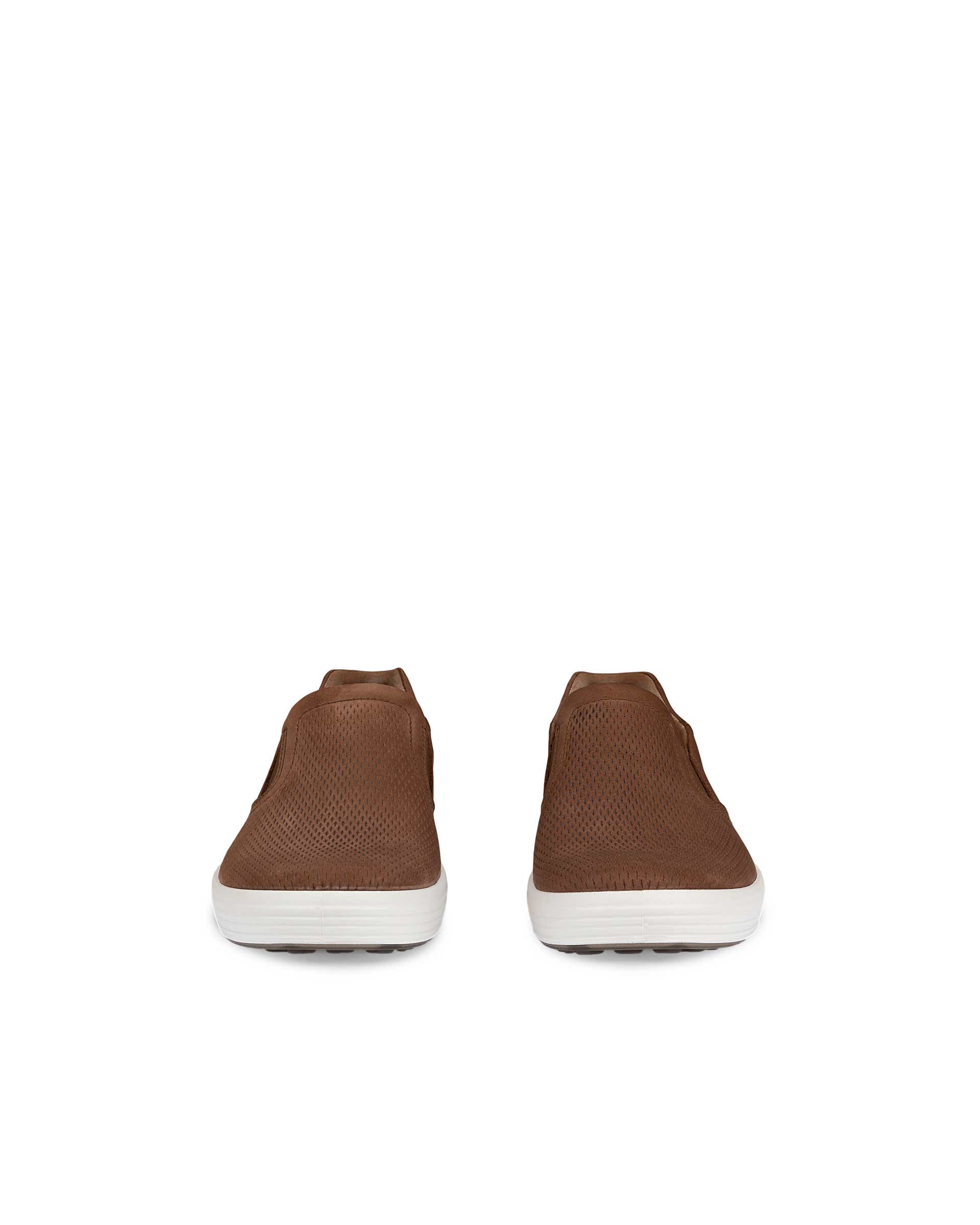 Men's ECCO® Soft 7 Nubuck Slip-In Shoe - Brown - Front pair