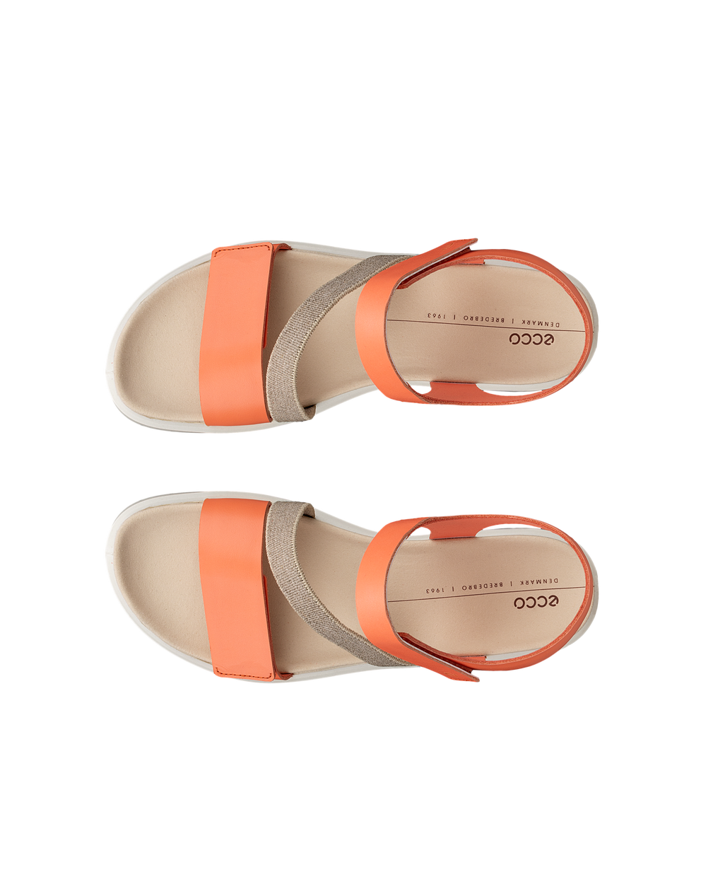 ECCO® Flowt sandale plate en nubuck pour femme - Orange - Top left pair