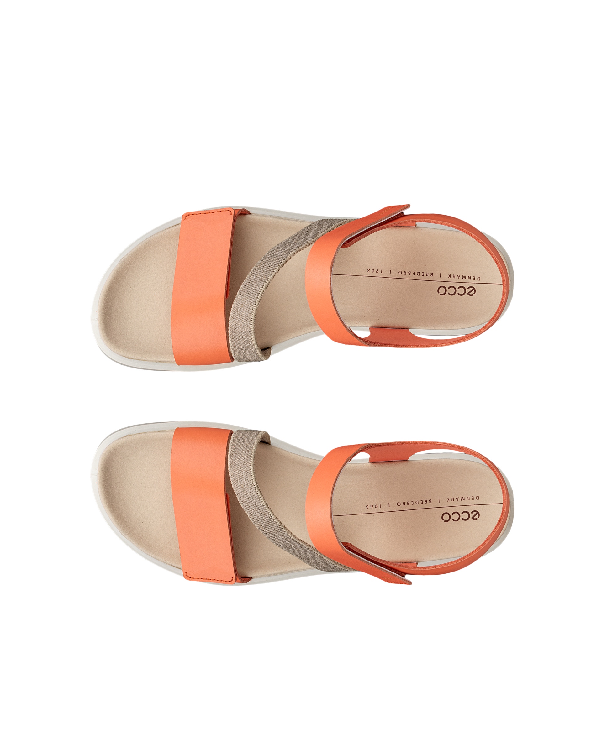 ECCO® Flowt sandale plate en nubuck pour femme - Orange - Top left pair