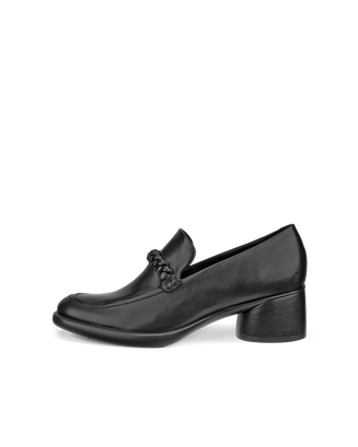 Women's ECCO® Sculpted LX 35 Leather Block-Heeled Loafer - Black - Outside