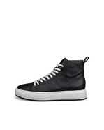 Men's ECCO® Street Ace Leather High-Top Sneaker - Black - Outside