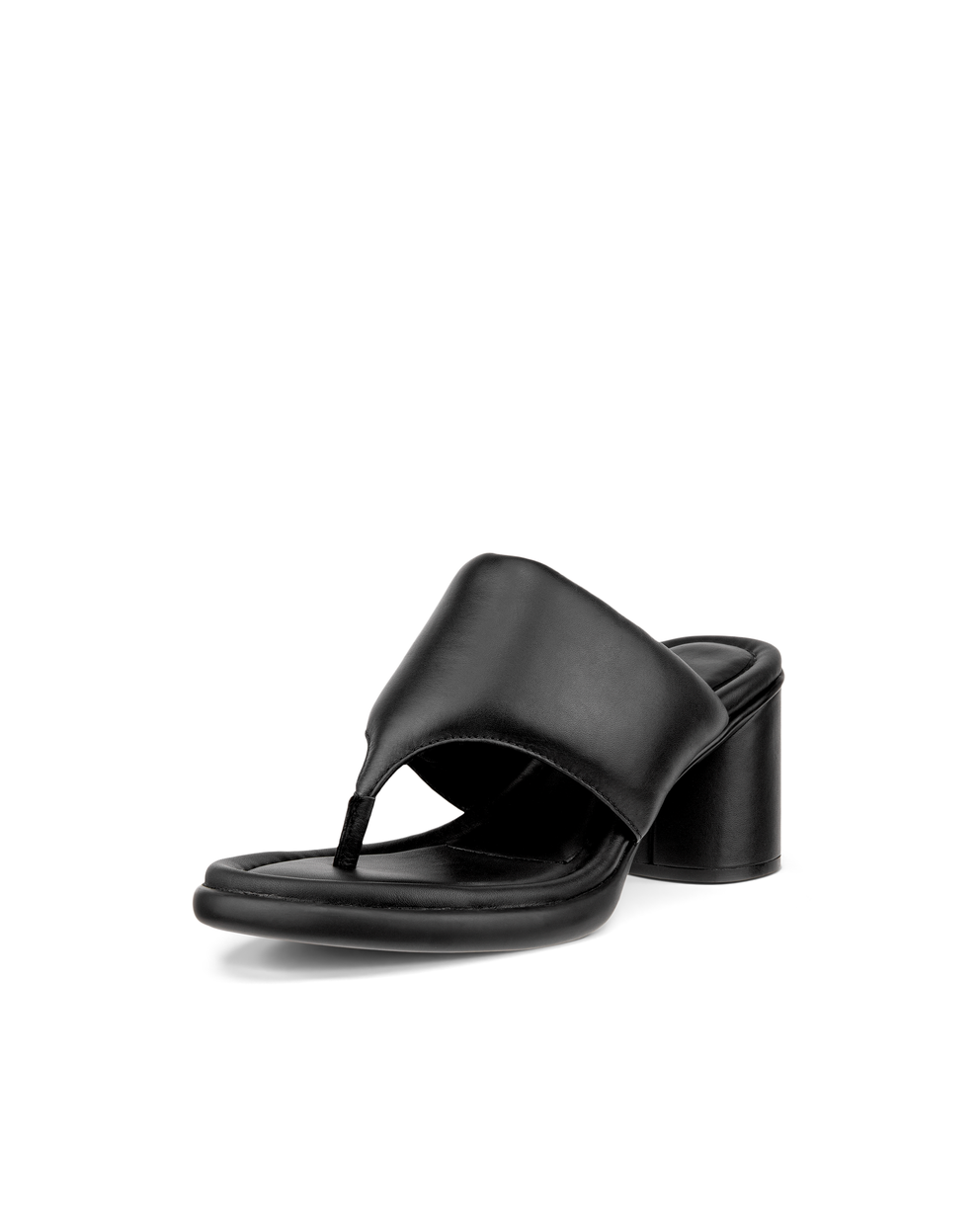 Women's ECCO® Sculpted LX 55 Leather Thong Heel Sandal - Black - Main