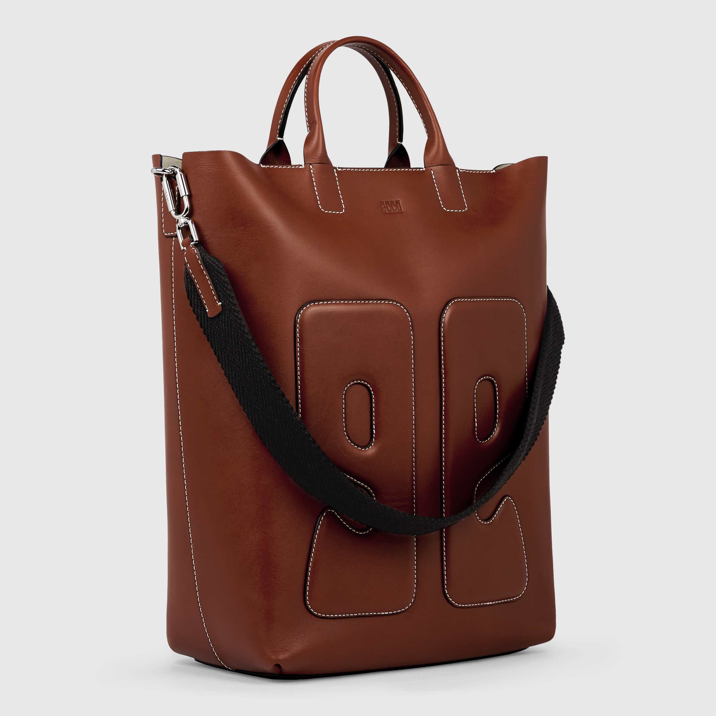 Melime Cael Nubuck Leather Tote Bag/ボーダー/レッド/グレー Real Leather Tote Bag with Zipper - Zip 