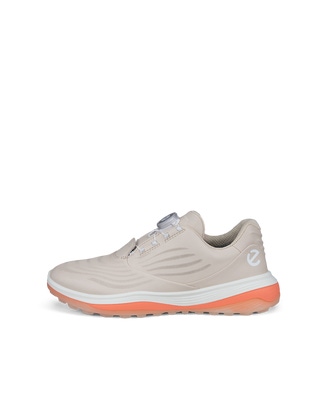 Ladies ECCO® Golf LT1 Leather Waterproof Shoe - Beige - Outside