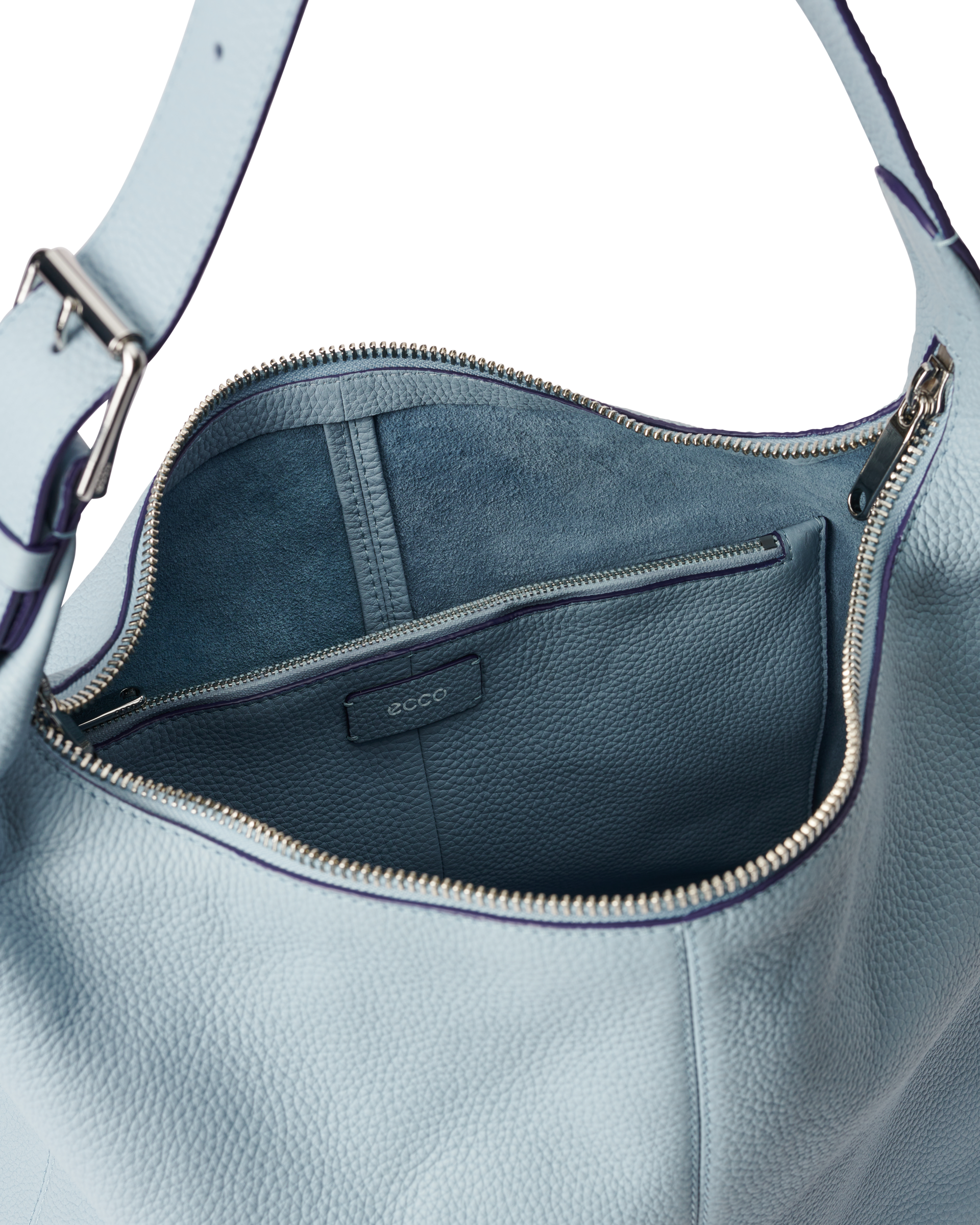 ECCO® Leather Hobo Bag - Blue - Inside