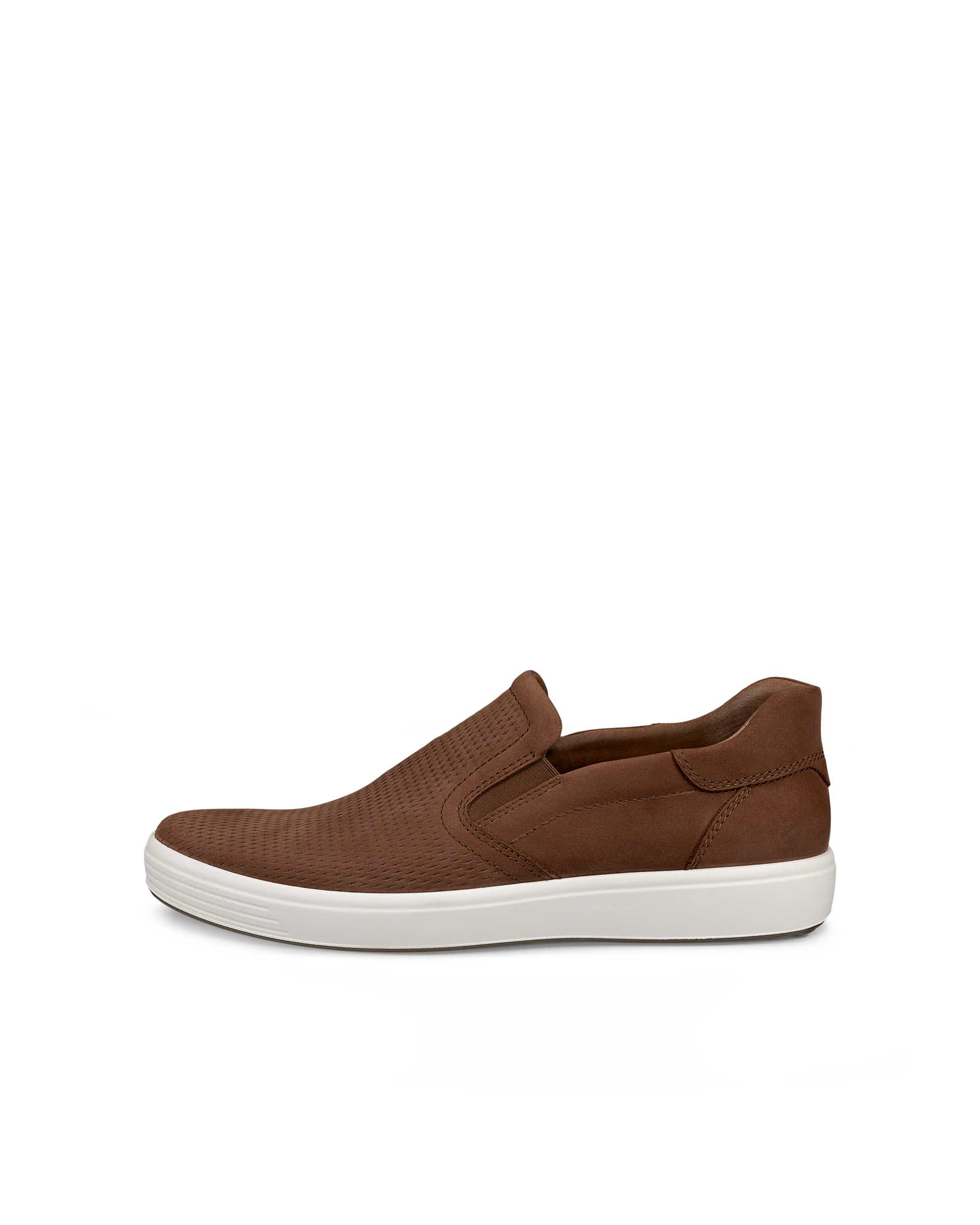 Men's ECCO® Soft 7 Nubuck Slip-In Shoe - Brown - Outside