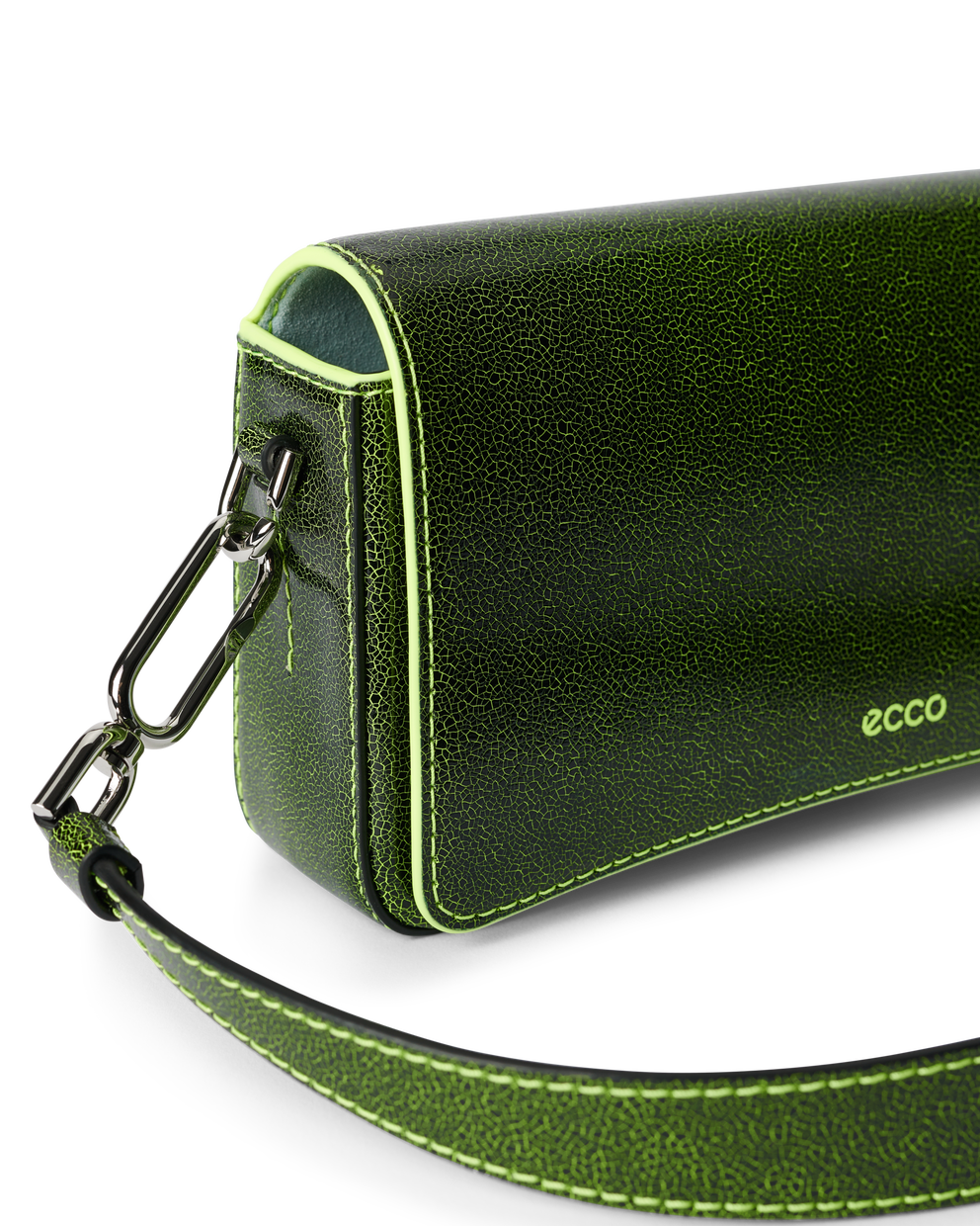 ECCO® Pinch Small Cracked Leather Shoulder Bag - Green - Detail-1