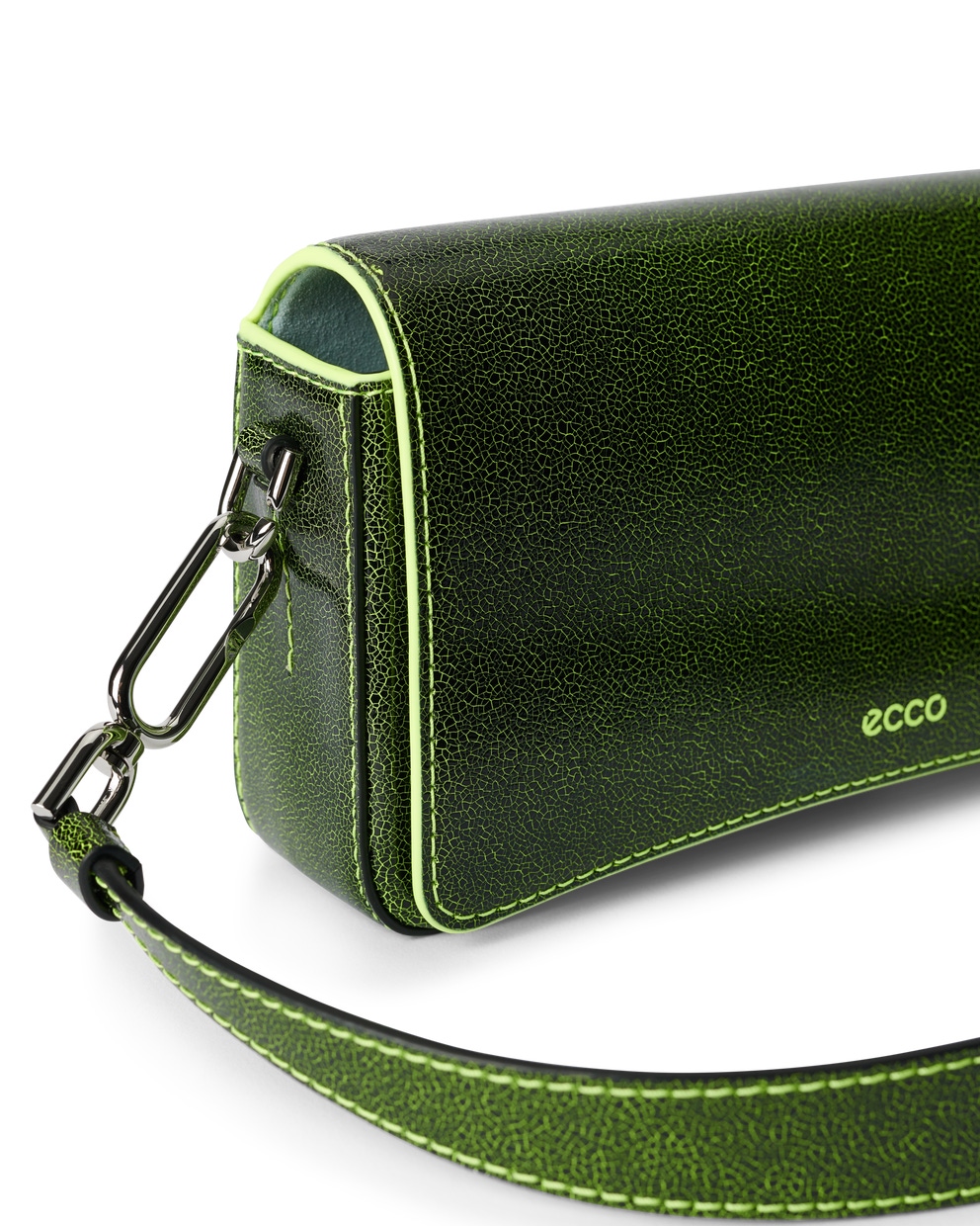 ECCO® Pinch Small Cracked Leather Shoulder Bag - Green - Detail-1