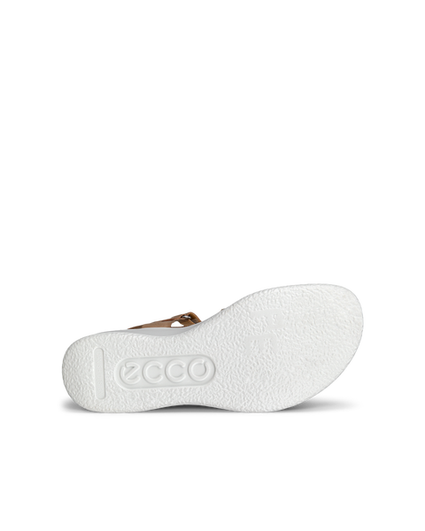 Women's ECCO® Flowt Leather Cork Heeled Wedge Sandal | Brown