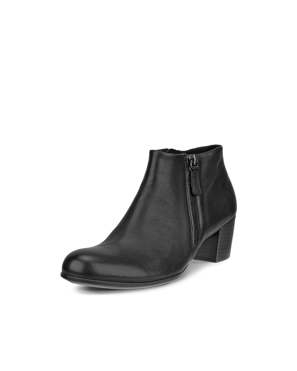 Women's ECCO® Shape 35 Leather Zippered Ankle Boot - Black - Main