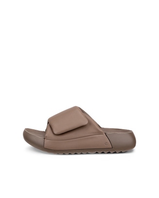 Women's ECCO® Cozmo Platform Leather Sandal - Brown - Outside