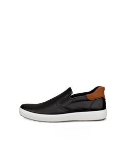 Men's ECCO® Soft 7 Nubuck Slip-On - Black - Outside