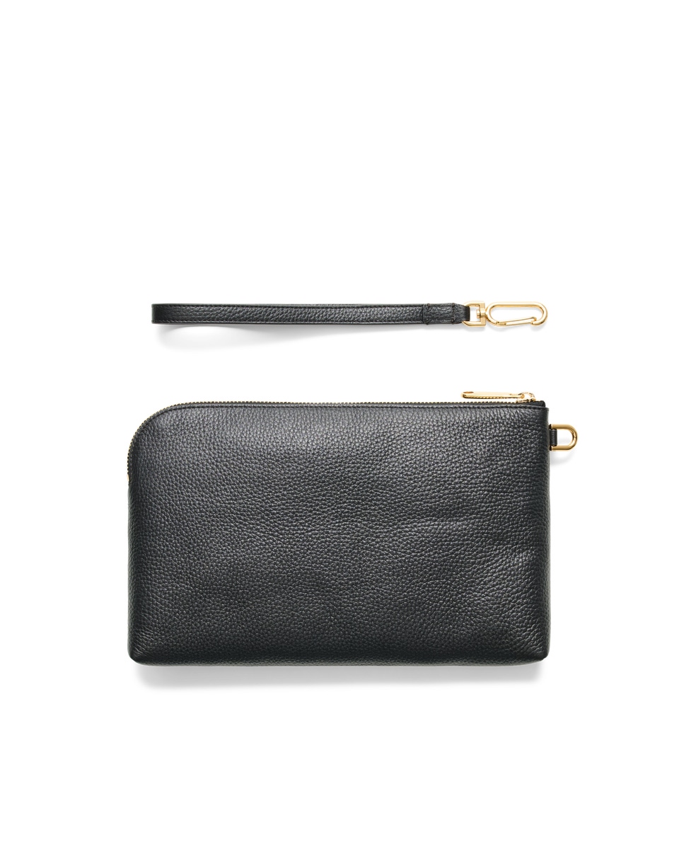 ECCO Wristlet Large Soft Pebbled レザークラッチバッグ | Black