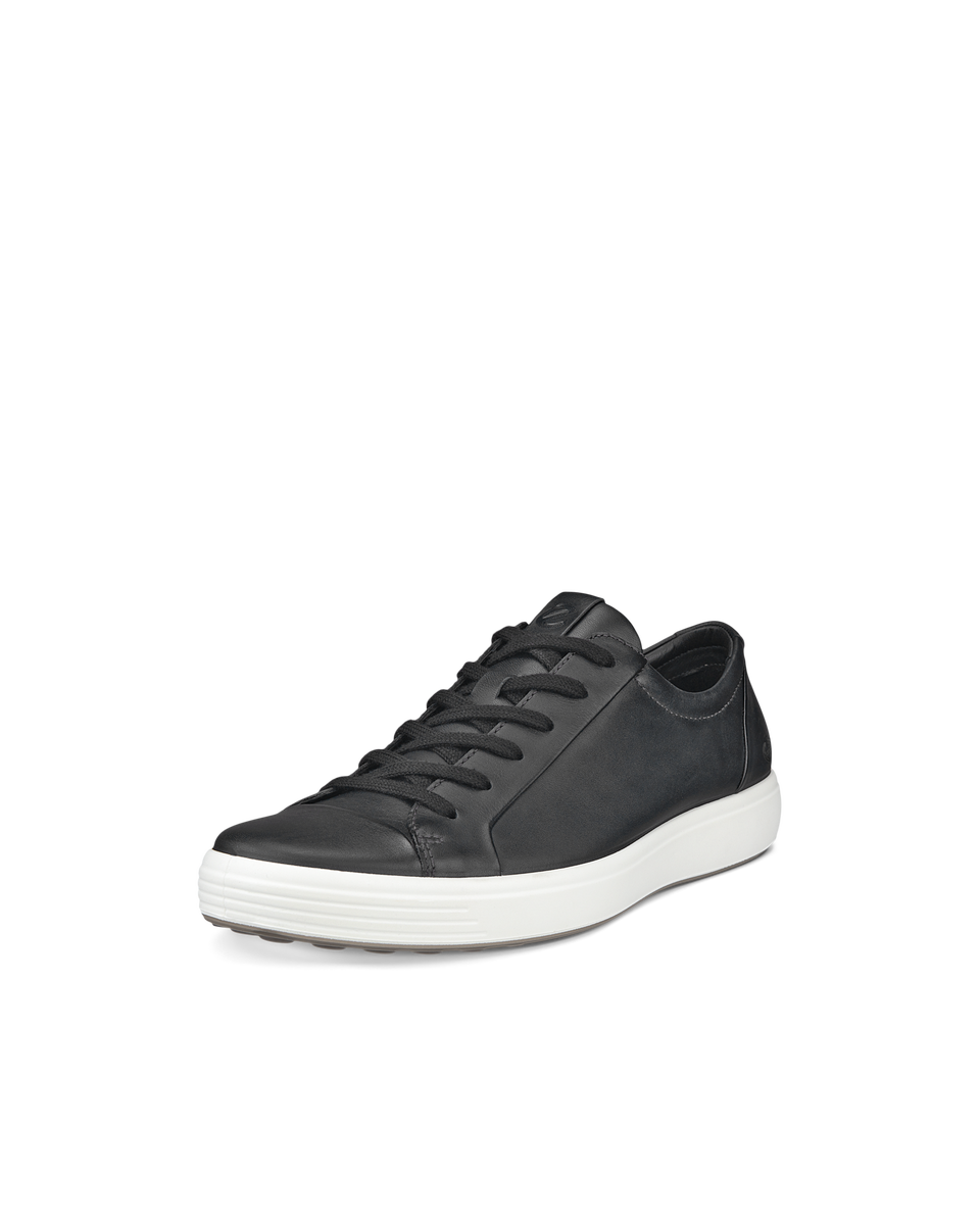 Men's ECCO® Soft 7 Leather Sneaker - Black - Main