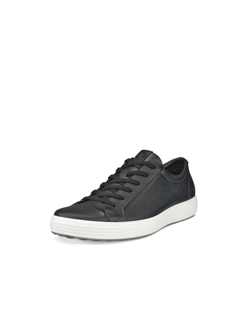 Men s ECCO Soft 7 Leather Sneaker Black