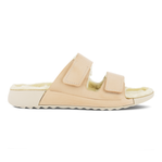 여성용 ECCO Cozmo Sandal 누벅 투 스트랩 샌들 - Beige - Outside