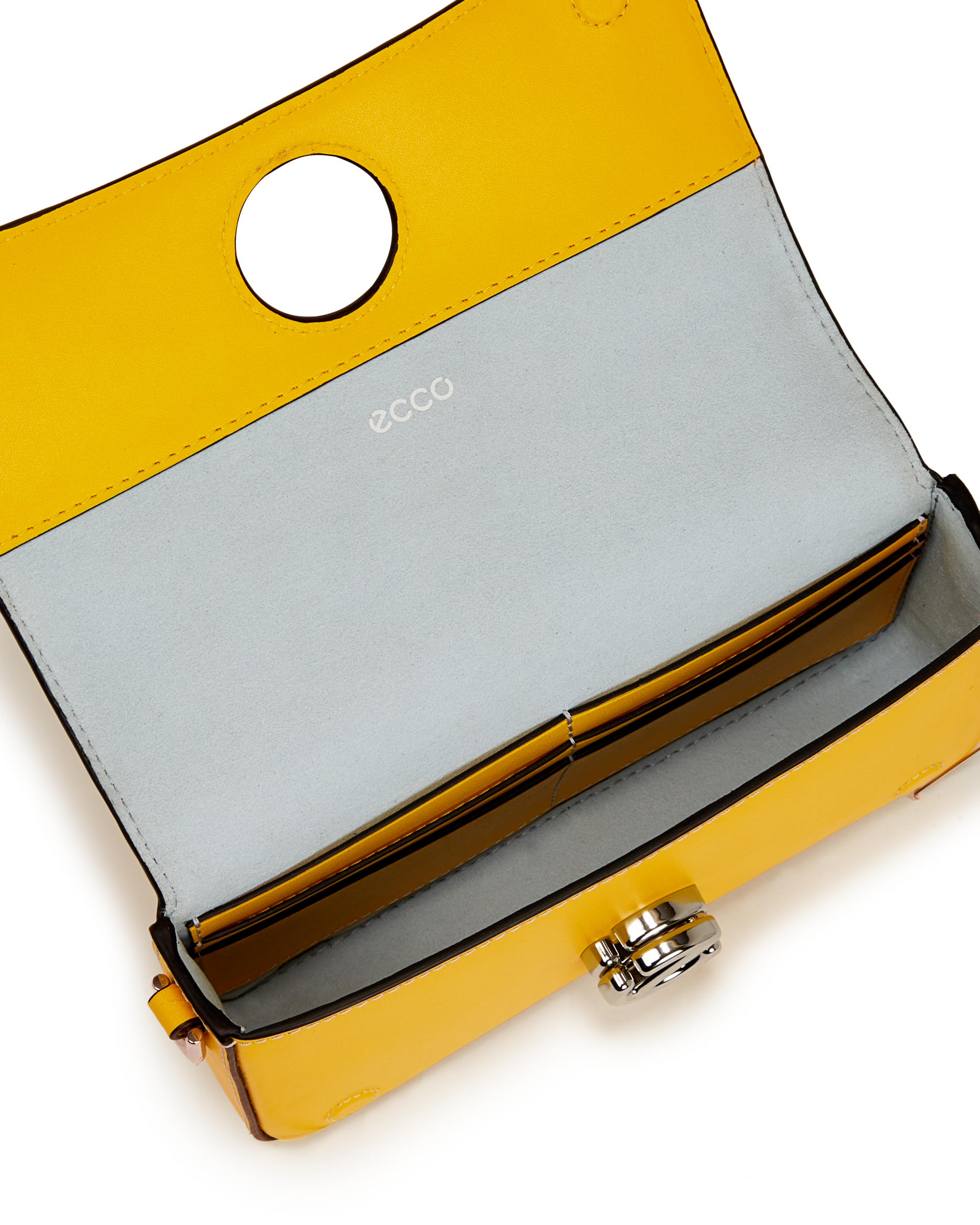 ECCO® Pinch S Lock Wave Leather Crossbody Bag - Yellow - Inside