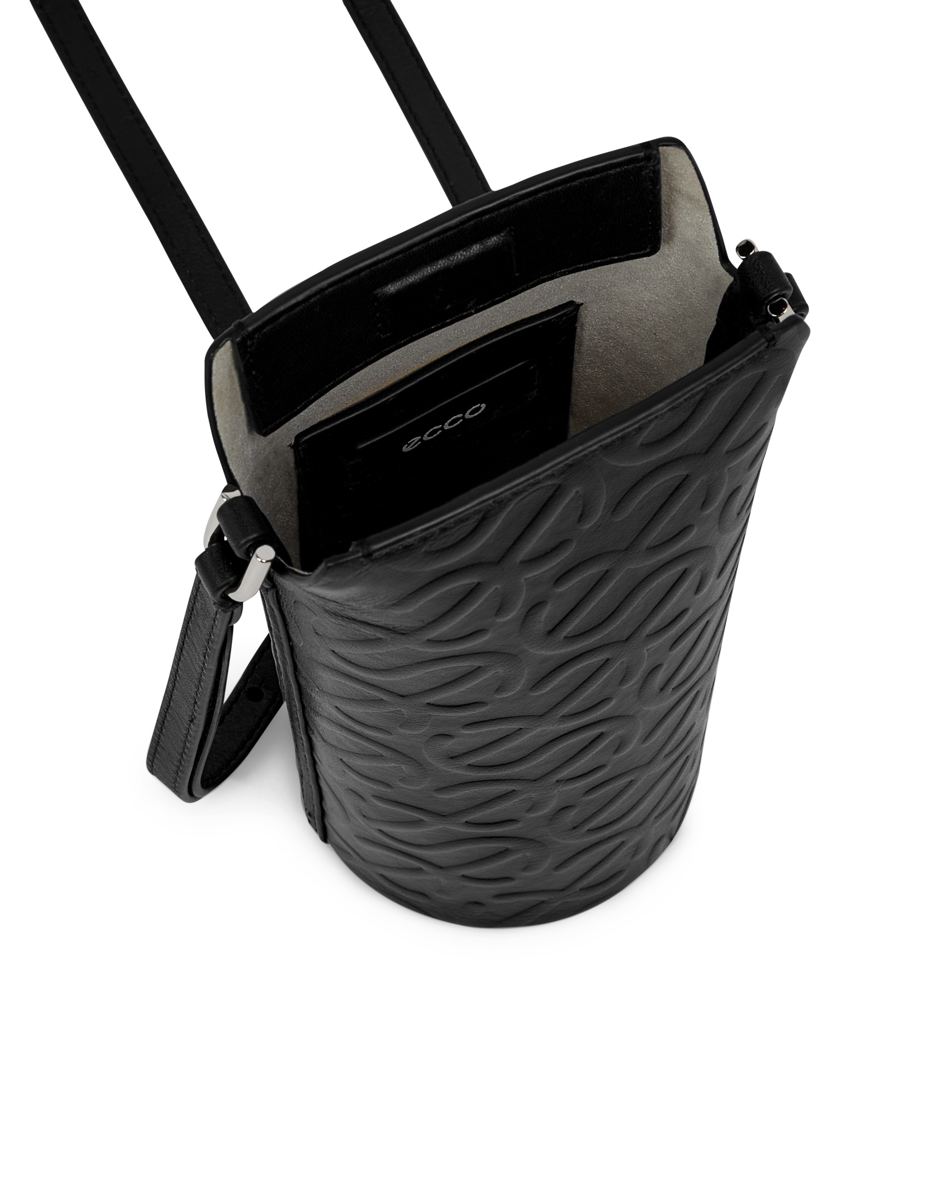 ECCO® Pot Wave Leather Crossbody Bag - Black - Inside