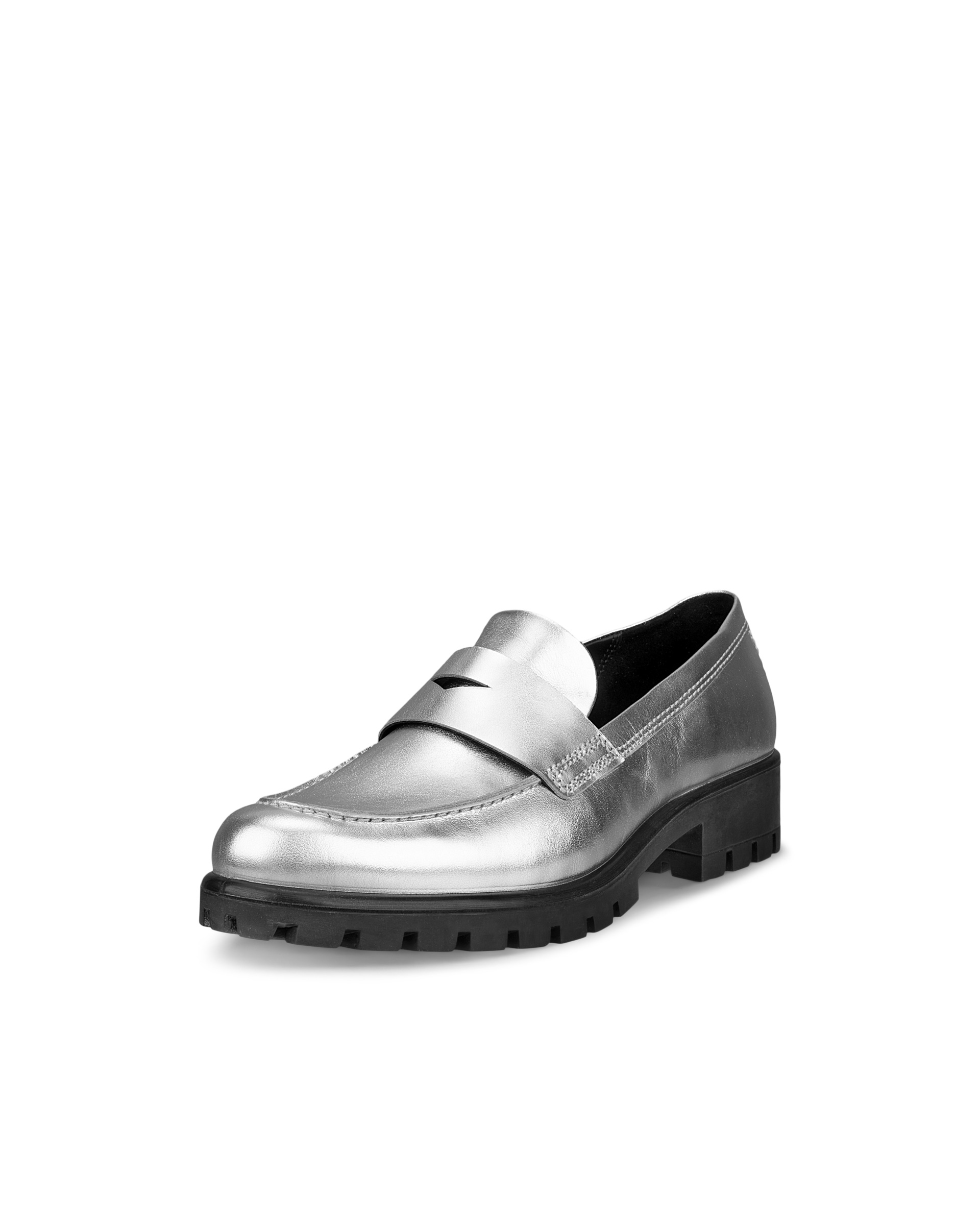 Women's ECCO® Modtray Leather Loafer - Silver - Main