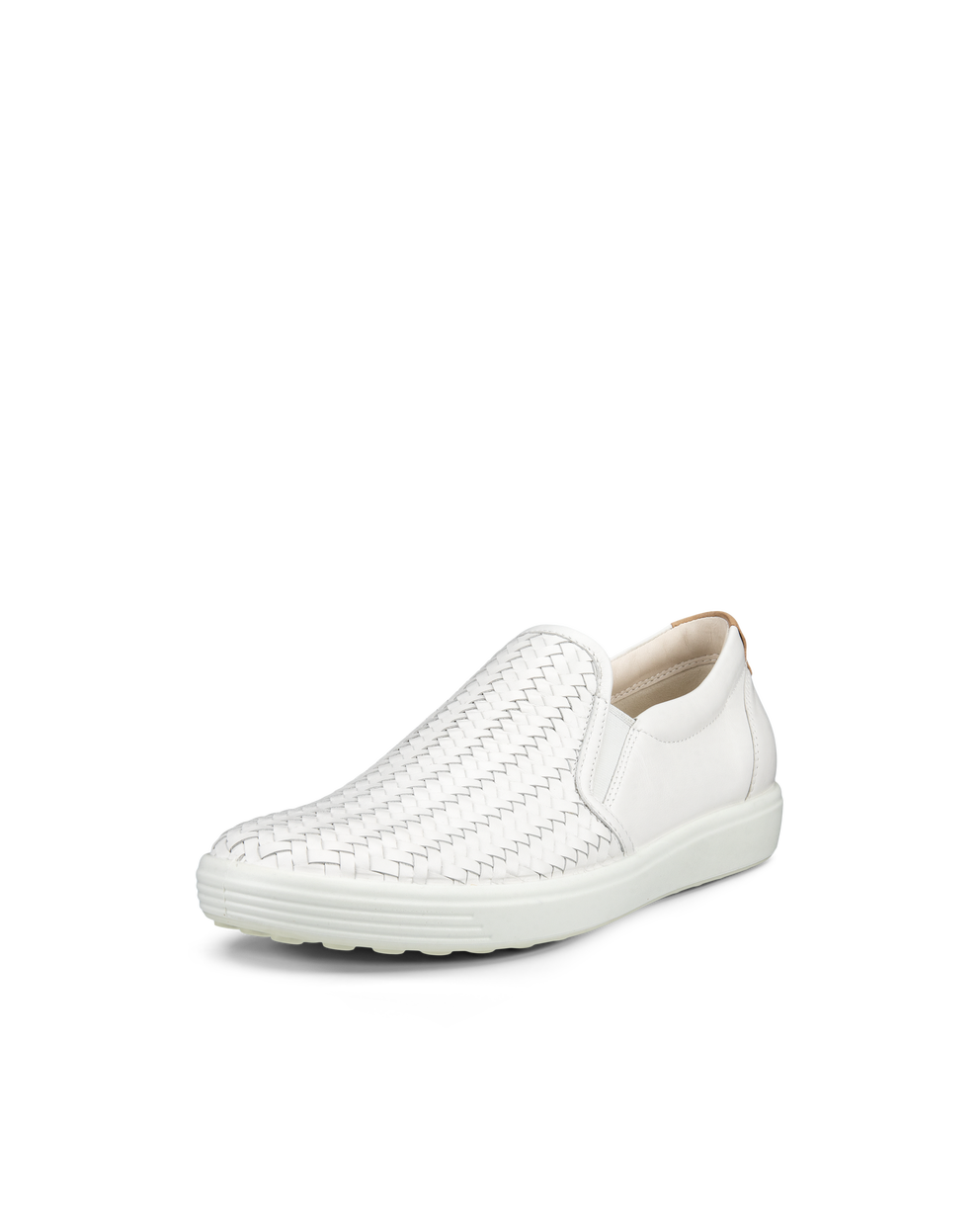 ECCO® Soft 7 baskets sans lacets en cuir pour femme - Blanc - Main