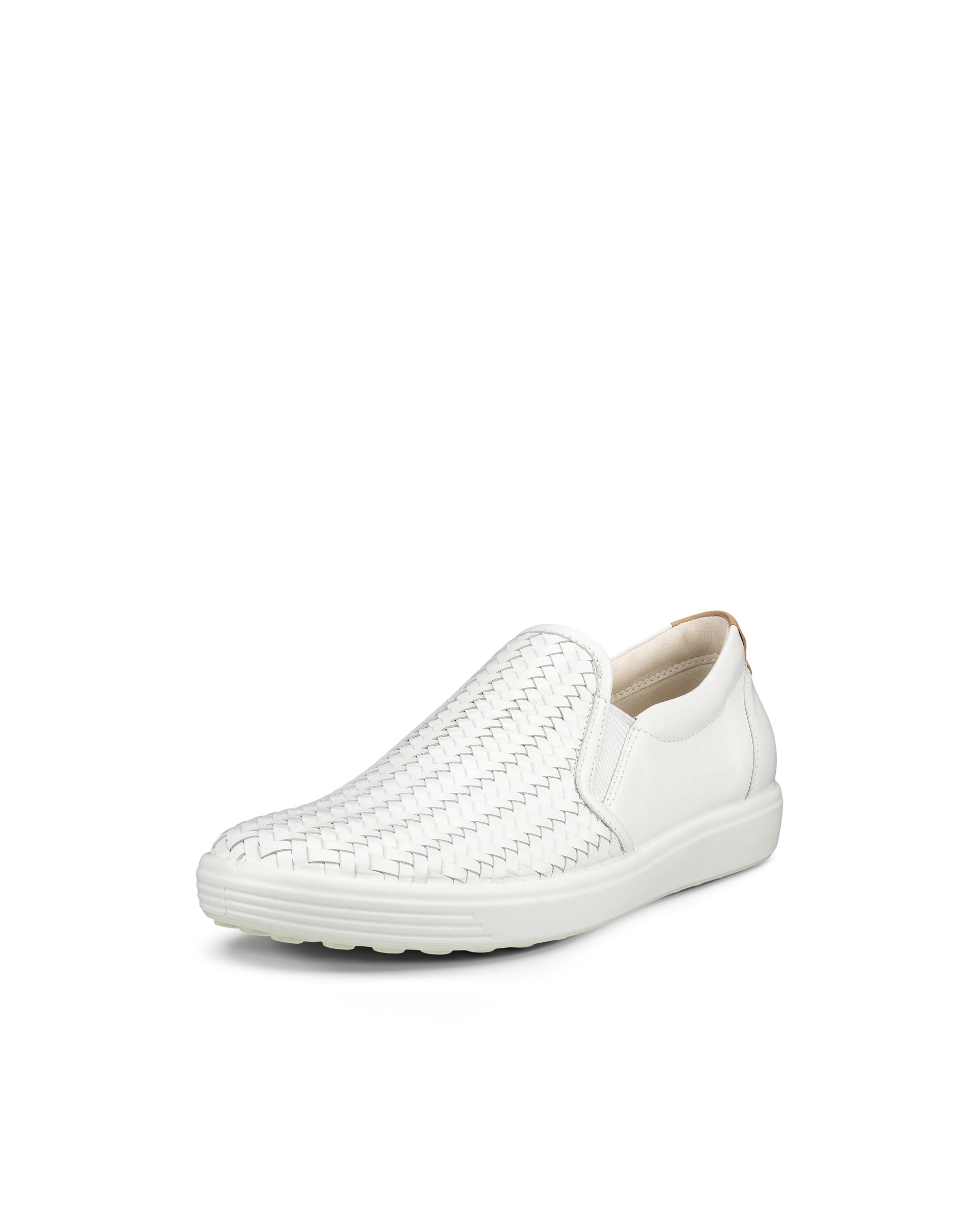 ECCO® Soft 7 baskets sans lacets en cuir pour femme - Blanc - Main