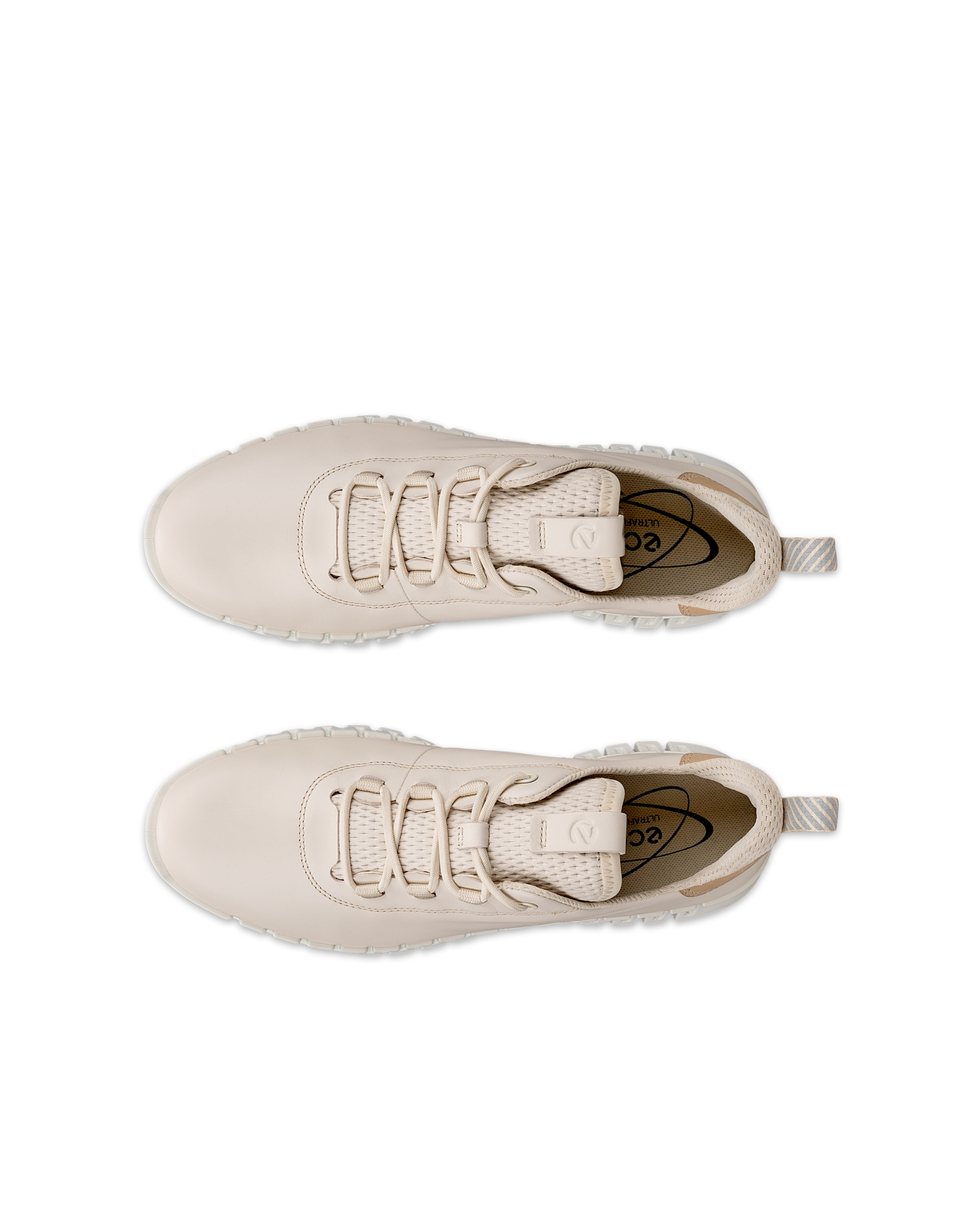 여성용 ECCO Gruuv 가죽 트레이너 - Beige - Top left pair