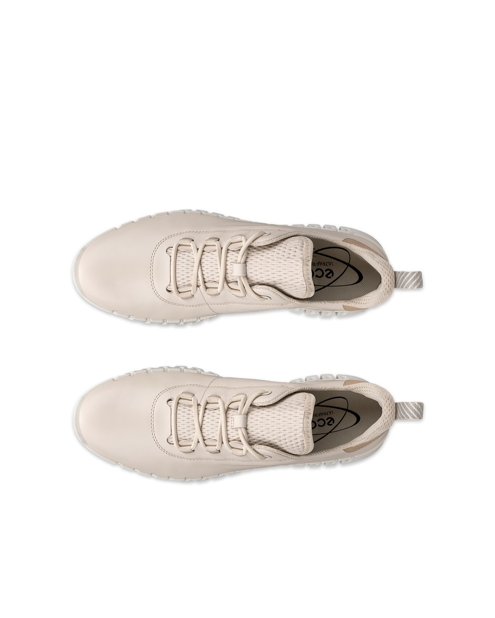 Women's ECCO® Gruuv Leather Sneaker - Beige - Top left pair