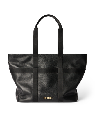 ECCO® Globetrotter Tote Leather Waterproof Pebbled Bag - Black - Main