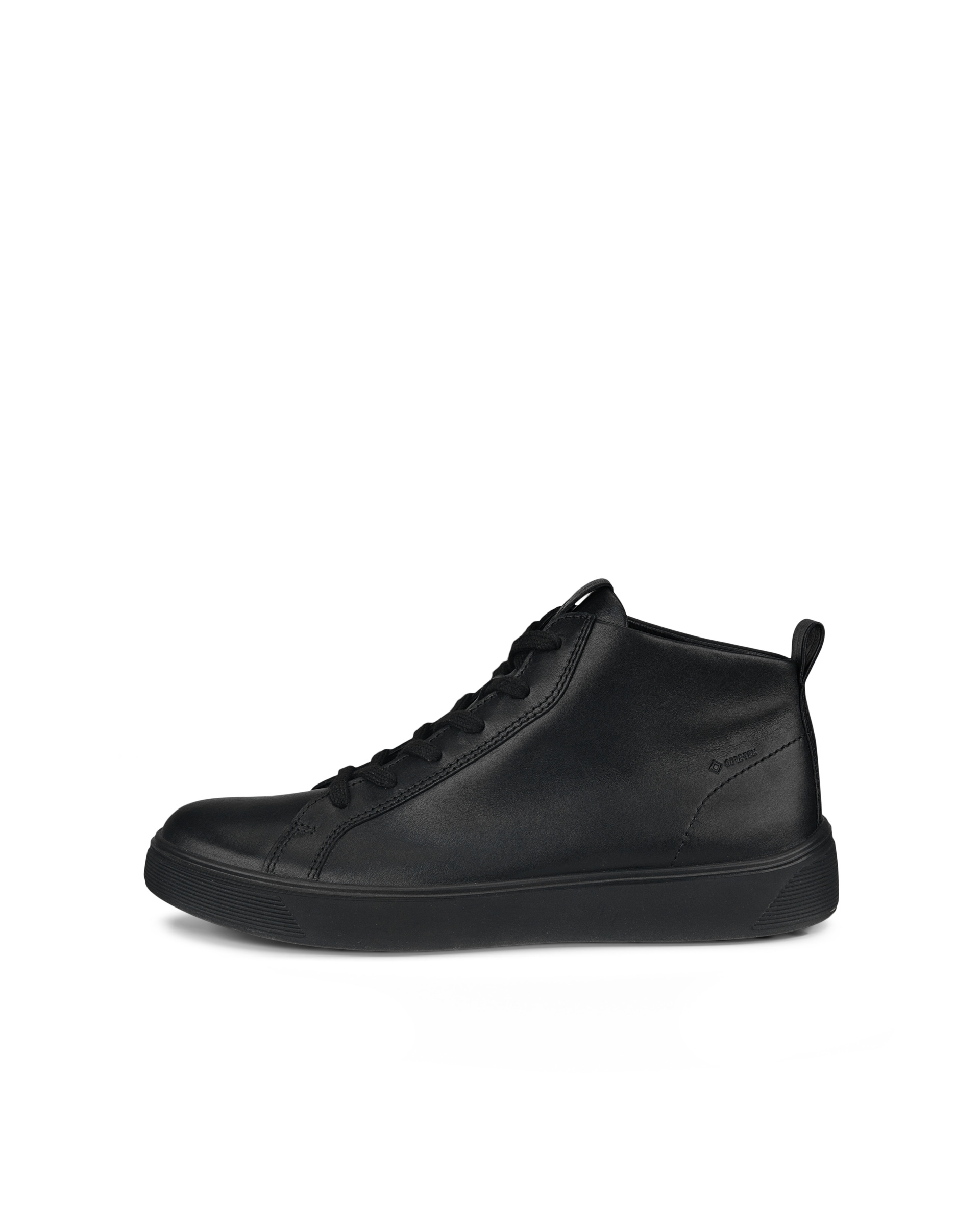 Men's ECCO® Street Tray Leather Gore-Tex High-Top Sneaker - Black - Outside