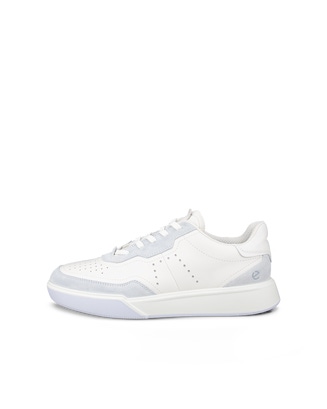 Women's ECCO® Street Court Leather Sneaker - White - Outside