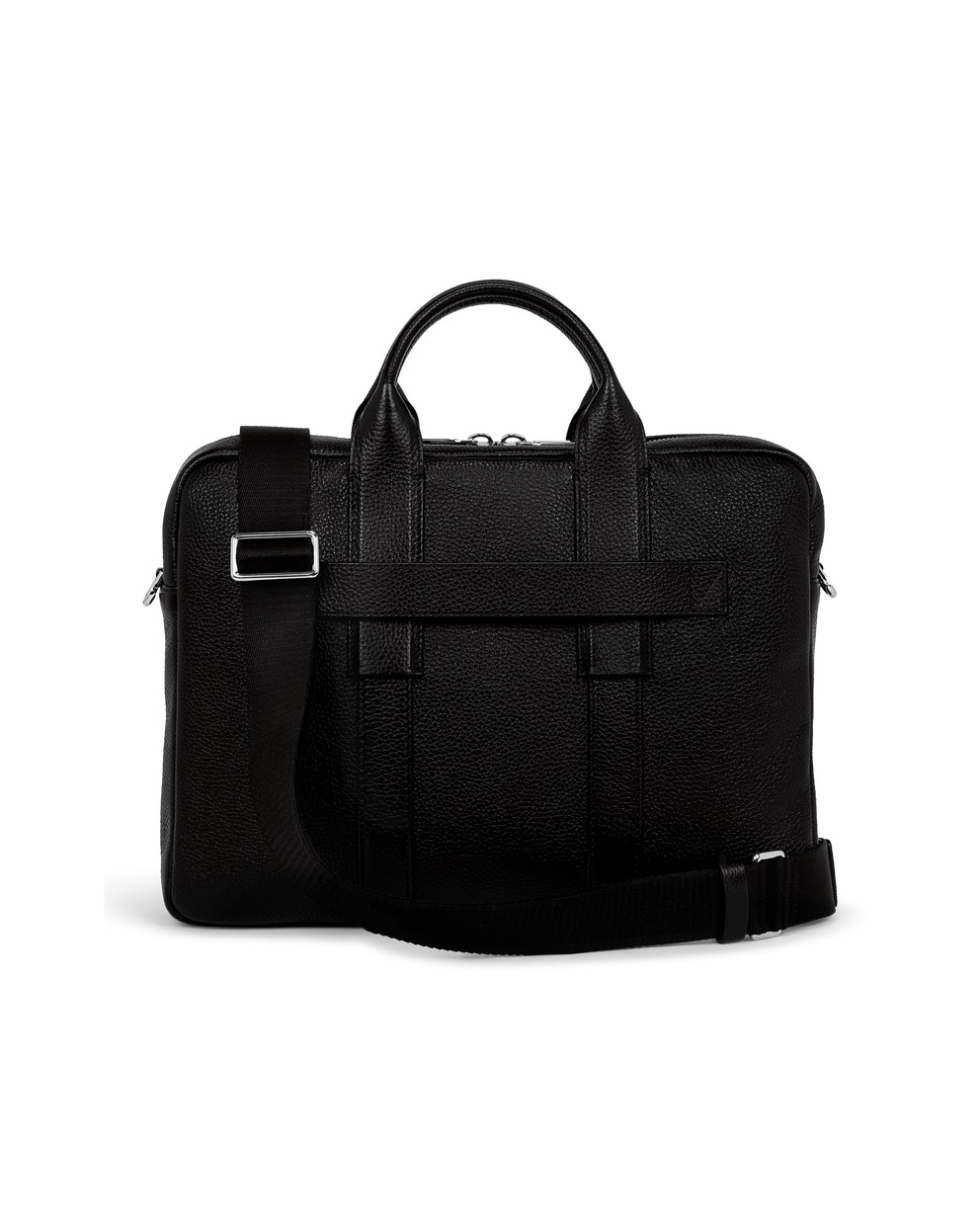 ECCO® Textureblock Leather Laptop Bag - Black - Back