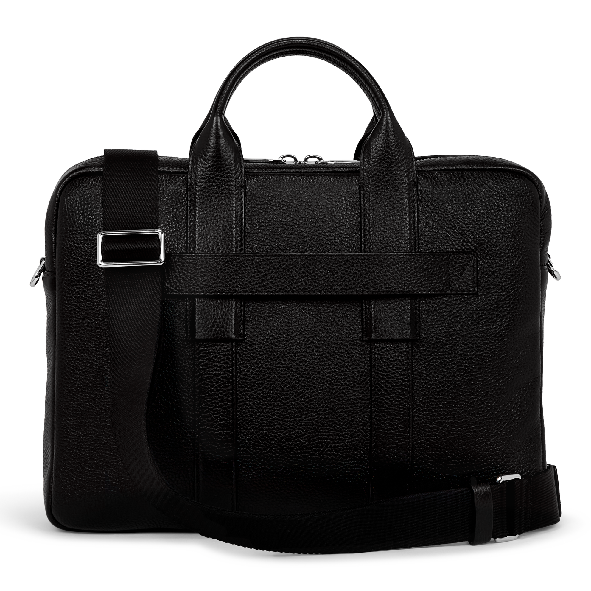 ECCO® Textureblock Leather Laptop Bag - Black - Back