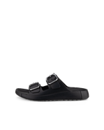 Men's ECCO® Cozmo Leather Buckle Two Strap Sandal  - Black - Outside