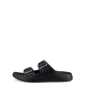 Men's ECCO® Cozmo Leather Buckle Two Strap Sandal  - Black - Outside